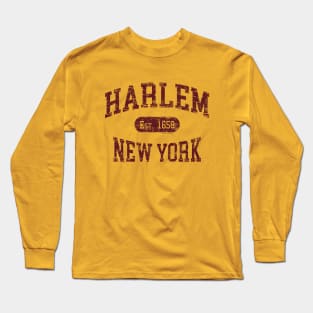 Harlem NY Distressed Retro Souvenir Print Long Sleeve T-Shirt